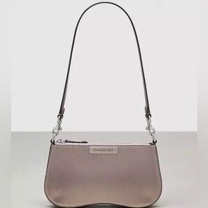 Coach Silver Shoulder Bag with Sleek Crescent Design